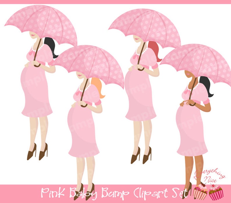 Pink Baby Bump Clipart Set image 2