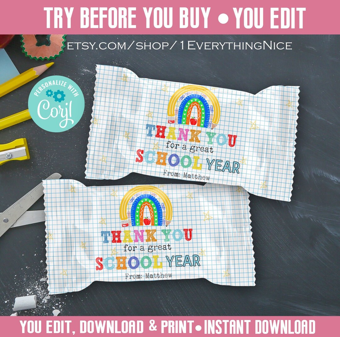 Editable Thank You for a Great School Year Teachers Appreciation Rice ...