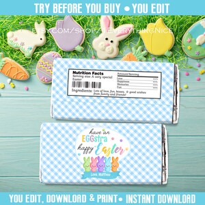 Happy Easter Pastel Theme Editable Instant DOWNLOAD Theme Candy Bar Wrapper DIGITAL Printable image 6