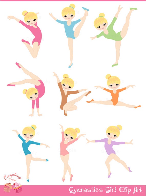 Blonde gymnastique / gymnaste fille Clip Art -  France