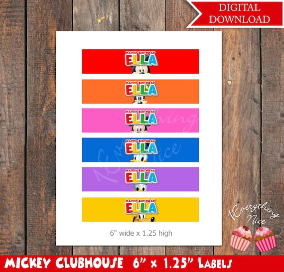 Mickey Mouse Clubhouse 6" x 1.25" Bubble Bottle Labels Digital Download Il_570xn