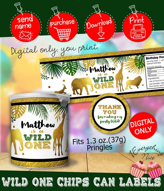 DIGITAL DOWNLOAD Wild One Theme Birthday stackable snack potato crisps ...