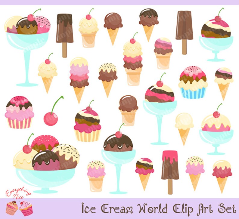 Ice Cream World Clipart Set image 1