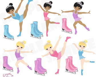 Ice Skating, Ice Princesses Clip Art Set