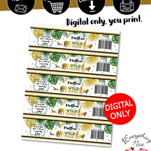 DIGITAL DOWNLOAD Wild One Theme Birthday Water Bottle Labels Wrappers Digital Printable image 2