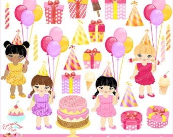 Birthday Girls Clipart Set