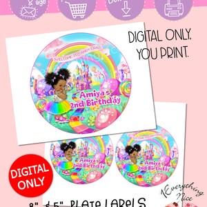 DIGITAL DOWNLOAD Candyland Candy Land Theme 3 Lollipop Labels Printables