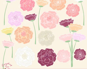 Beautiful Flowers Clipart Set