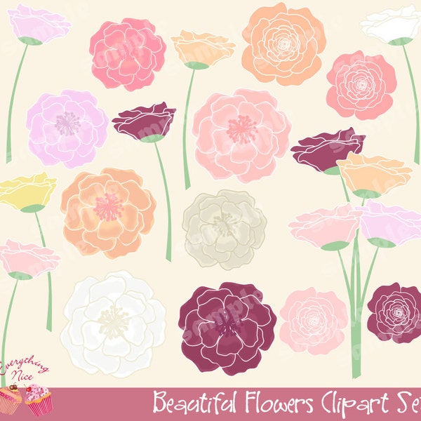 Beautiful Flowers Clipart Set