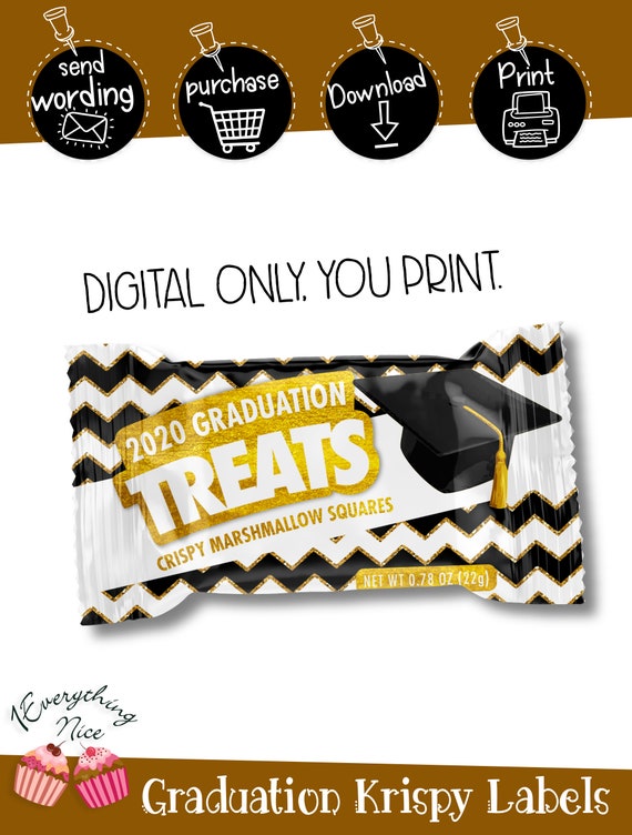 DIGITAL DOWNLOAD Graduation Theme Rice Krispies Krispy Crispy Treats Labels Digital Printable Il_570xn