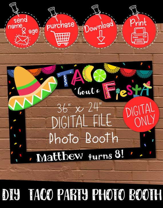 DIGITAL DOWNLOAD Taco bout a Party Theme 36" x 24" Landscape Photo Booth Frame Digital Download Il_570xn