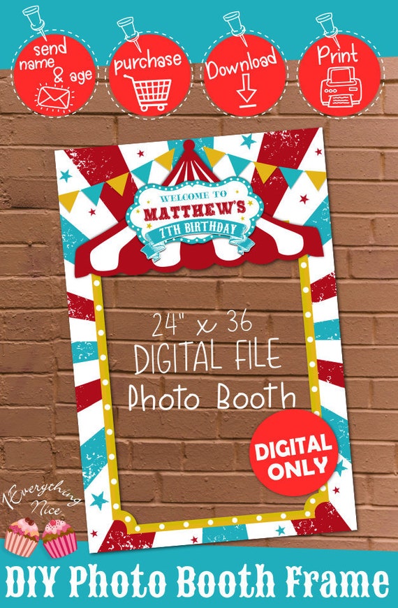 DIGITAL DOWNLOAD Carnival Theme 24" x 36" Birthday Photo Booth Frame Digital Download Il_570xn