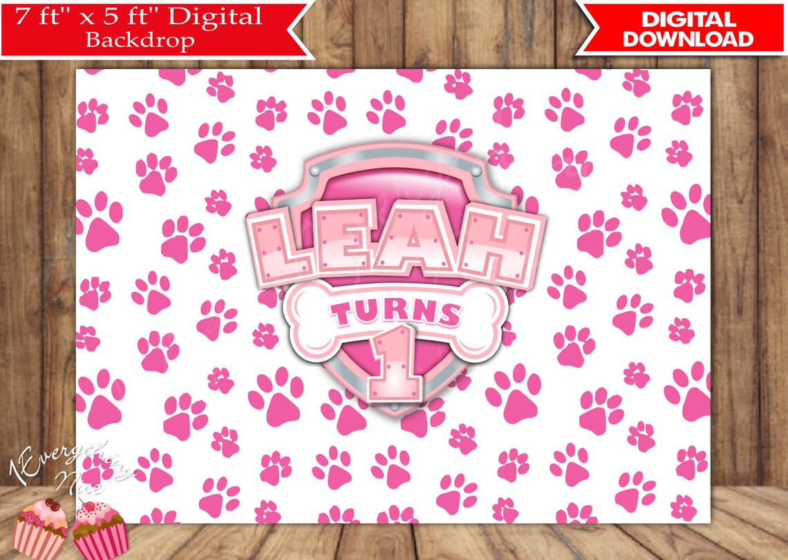 Paw Patrol Skye All Pink Birthday Printable Backdrop 7ft x 5ft | Etsy