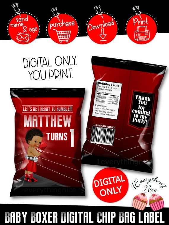 INSTANT DOWNLOAD Boxer Printable Centerpieces PRINTABLE Boxing Boy Baby Shower Black /& Red