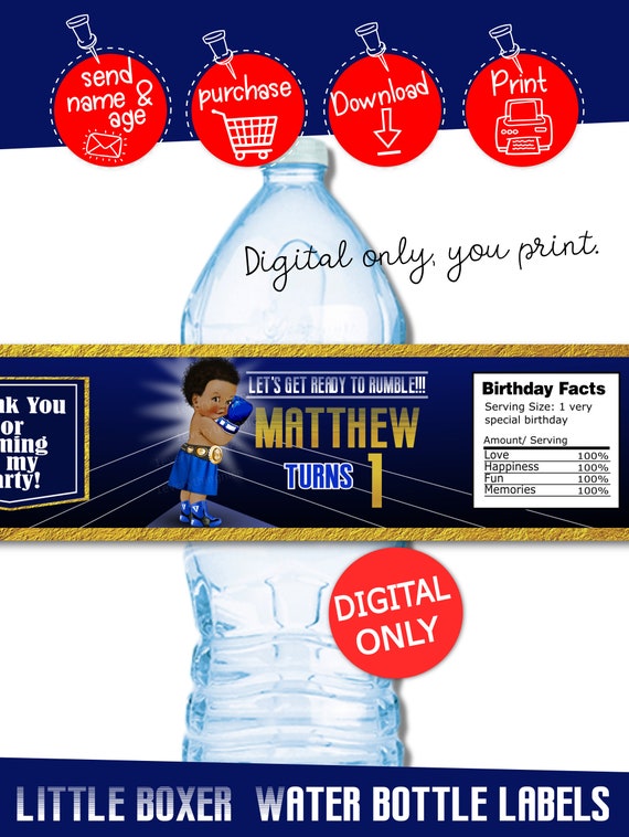 DIGITAL DOWNLOAD Boxing Little Baby Boy Boxer Little Champ Theme Water Bottle Labels Printable Digital Download Il_570xn