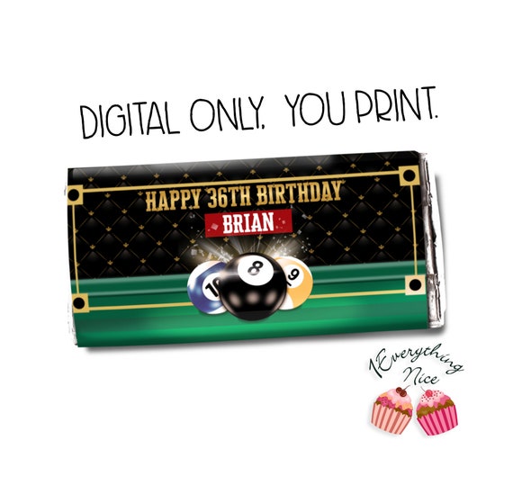 DIGITAL DOWNLOAD Billiards Theme Candybar candy bar wrappers Digital Printable Il_570xn