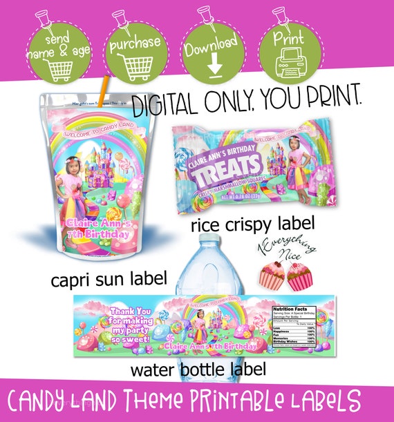 DIGITAL DOWNLOAD Candyland Candy Land Birthday Party Printable Labels Bundle Set Deal Printables Il_570xn