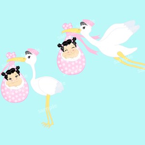 Baby Stork Girls Clipart Set image 2