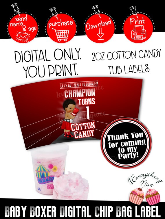 DIGITAL DOWNLOAD Red Boxing Little Baby Boy Boxer Little Champ Theme 2oz cotton candy tub labels Printables Il_570xn
