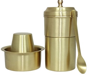 Coffee Filter with DABARA Set / Brass Coffee Filter with Dabara Set and Spoon (Dawara Tumbler)- Matt Finish - 250 ML