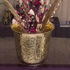 Embossed Brass Planter || Plant Container || Flower  Pot / Planter with Lacquer Finish for Indoor/Outdoor Plant & Home Decor