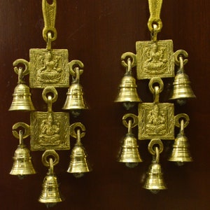 Laxmi Ganesh Messing Wandbehang / Türbehang klingelnde Glocke für Wohnkultur / Geschenk - (2er-Set)