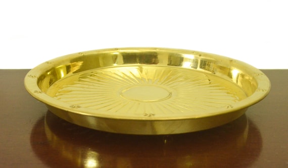 Handcrafted Embossed Brass Thali Plate – Spiritual Decor, Housewarming Gift