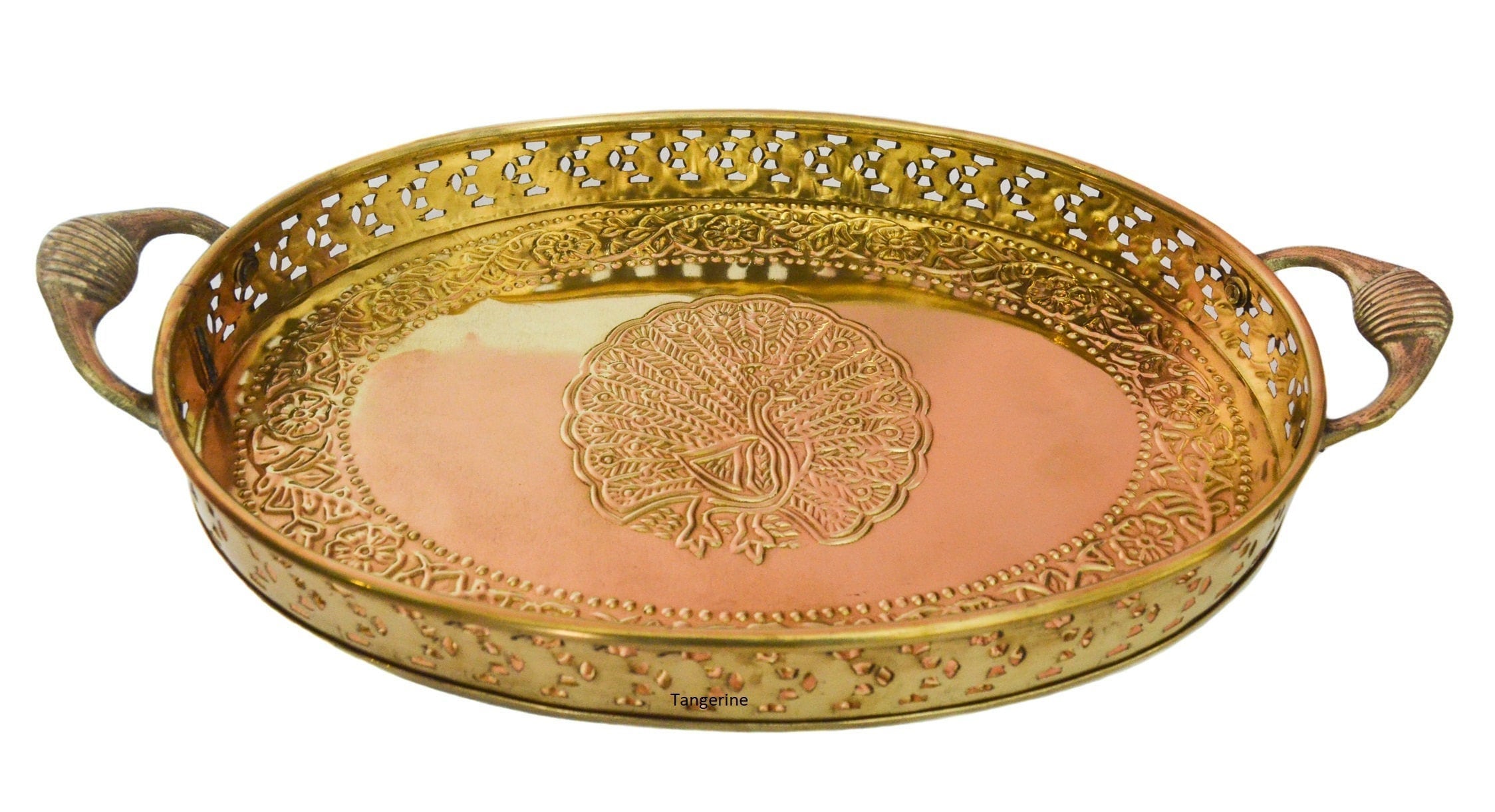 solid brass bamboo pwf tray from India. Nice condition for age. Antique