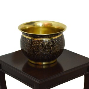 Tangerine Handcrafted Brass Planter Pot with Marble Print 12 x 8.5 image 5