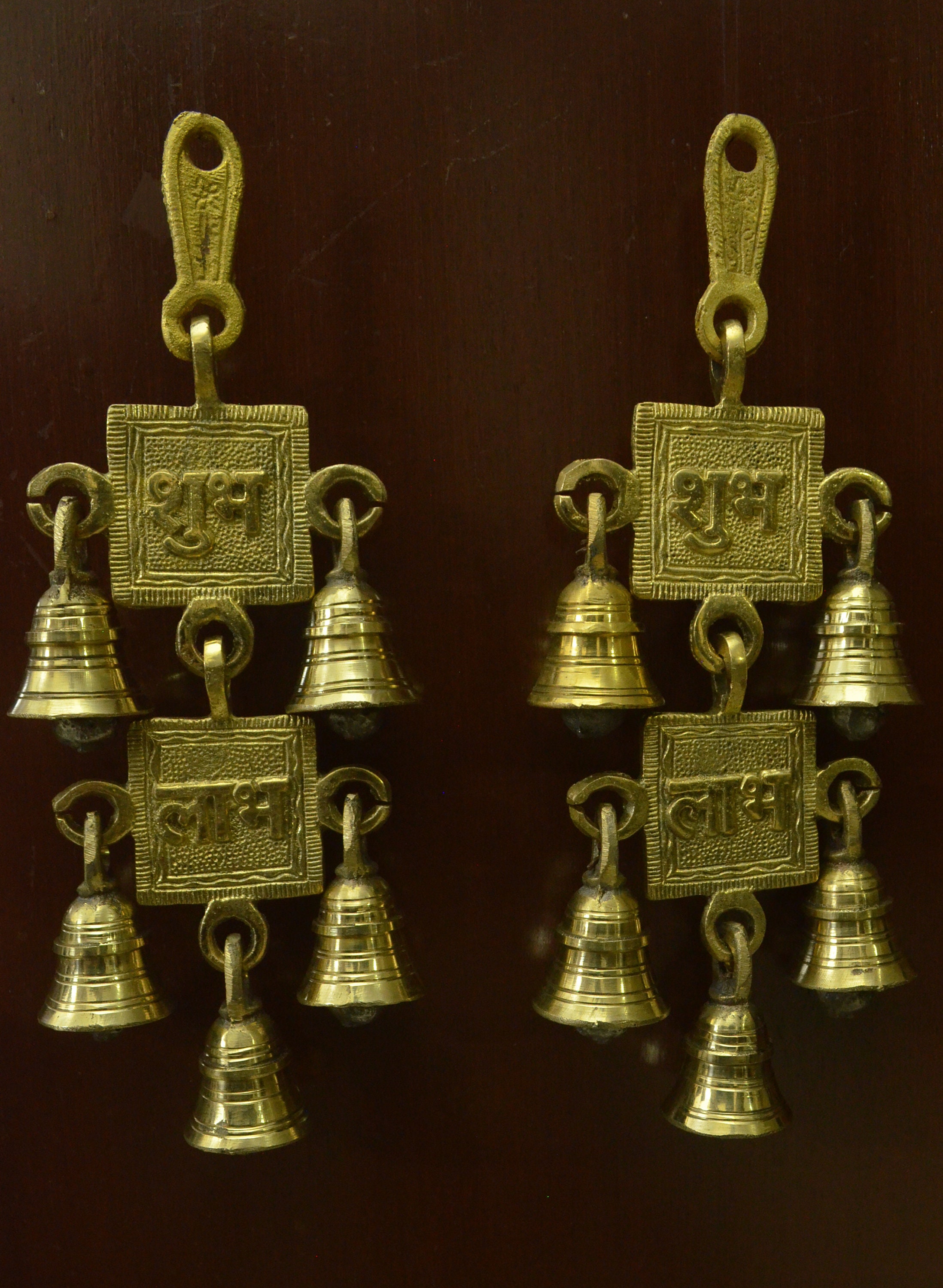 Brass Shubh Labh Hanging Bells Set Brass Hanging Bell Brass 