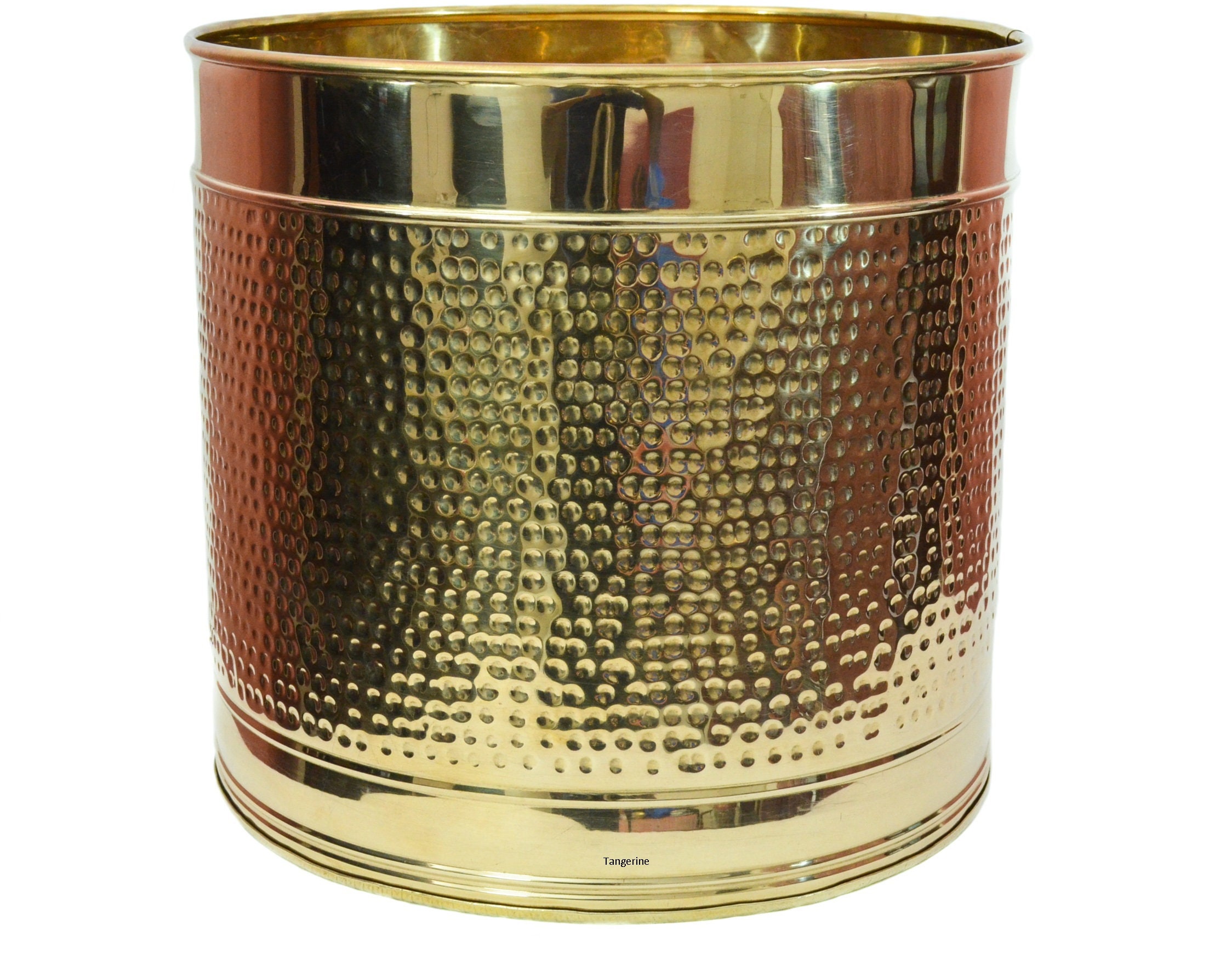 Brass Planter | Hammered Design Plant Container Flower Pot - Planter For Living Room