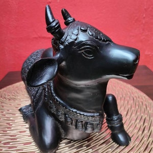 Nandi statue - Brass Black finished Nandi Sculpture for temple pooja and decor - gatekeeper of  Lord Shiva family, Bull Nandi Statue