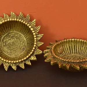 Brass Antique Chakra oil lamps set of 4 pcs