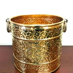 Brass Planter, Metal Planter || Embossed  Design Plant Container/Planter/Flower Pot || for Indoor/Outdoor Plant- planter for living room