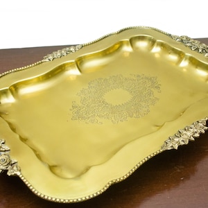 Brass Serving Tray || serving platter ||  Platter || Matte Antique Finish Decorative Brass Serving Tray with handle