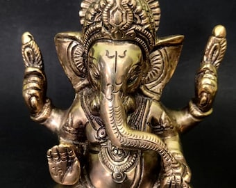 Handcrafted Brass Lord Ganesha Statue | Antique Finish Ganesha Idol for Home Décor & Gifting
