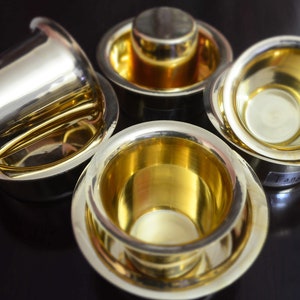 Dabara, Brass Dabara set, Gass & Tumbler Set - Indian Traditional Brass Fliter Coffee Dabara set (Dawara Tumbler set)