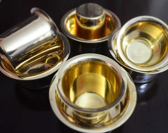 Dabara, Brass Dabara set, Gass & Tumbler Set - Indian Traditional Brass Fliter Coffee Dabara set (Dawara Tumbler set)