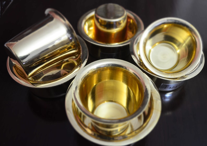 Davara sets, Filter Coffee Davara and Tumbler Set Indian Traditional Brass Fliter Coffee set Dawara Tumbler image 1