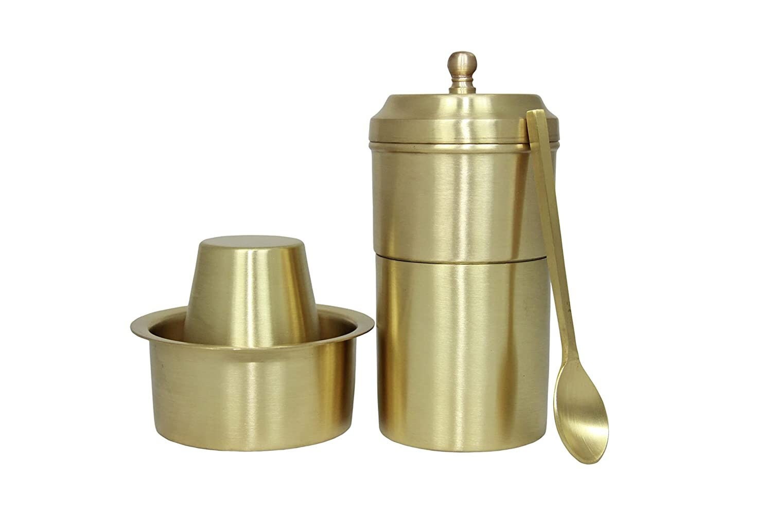 Coffee Filter With DABARA Set / Brass Coffee Filter With Daabara Set and  Spoon Matt Finish 250 ML 