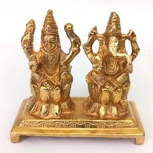 Statue Maa Lakshmi Ganesh ji en laiton, idole Lakshmi Ganesh, laxmi Ganesh murti