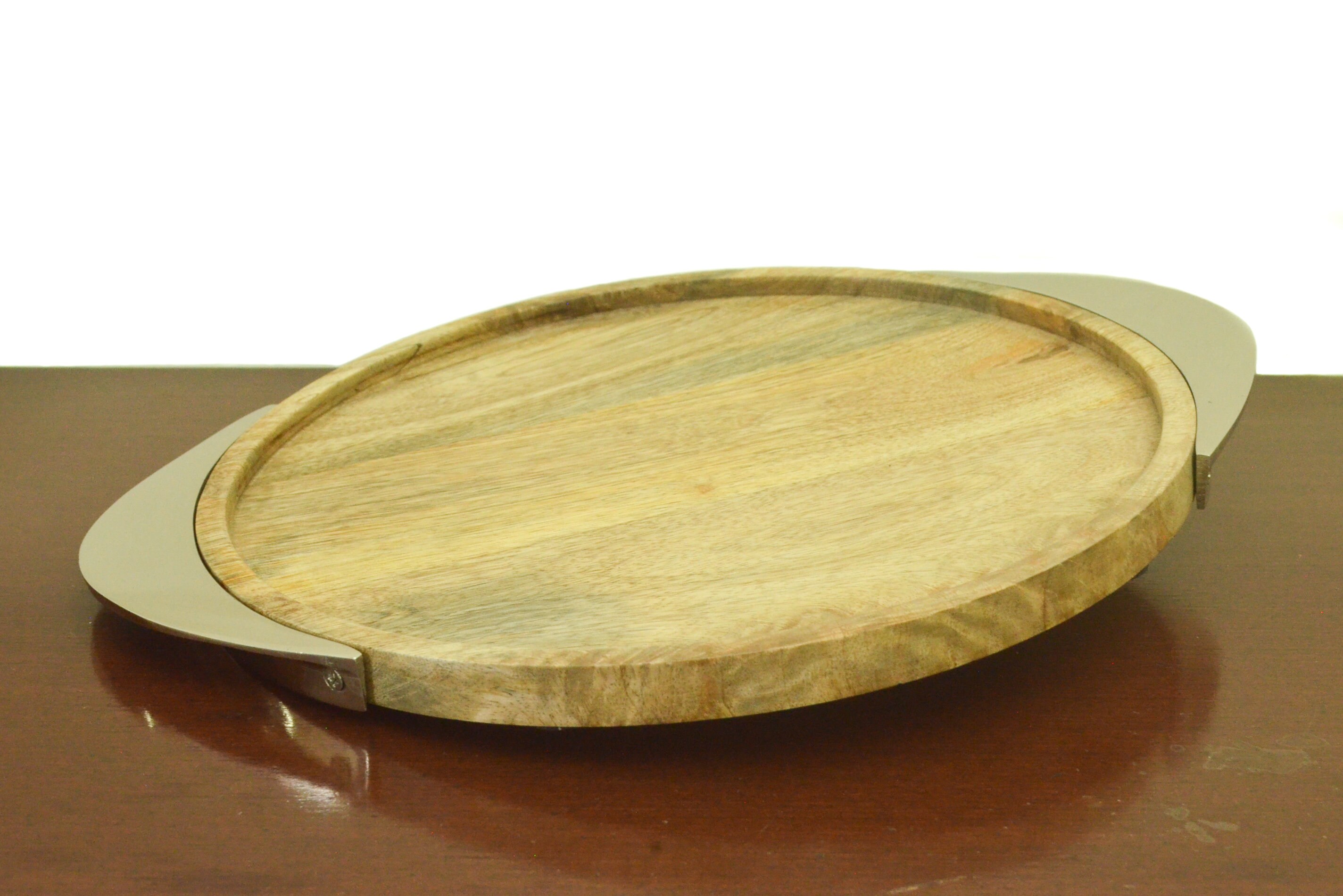 Decorative Wooden Tray With Steel Handles Serving Tray Cake Etsy UK