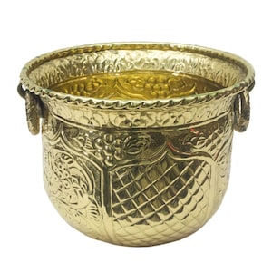 Brass Planter, Flower Pot, Living room Planer, Indoor Outdoor Planter || Hand-carved & decorative Brass  Plant container/Planter