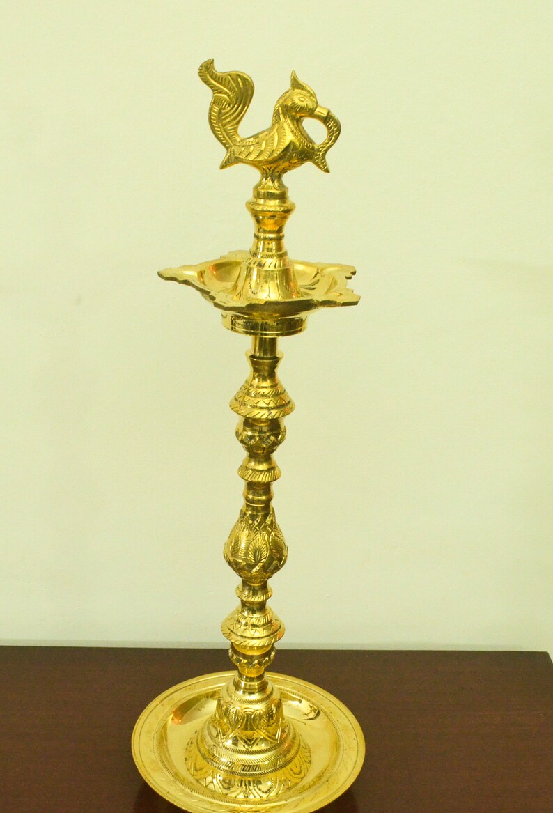 Lead Free Brass Oil Lamp Brass Diya Kuthu Vilakku Etsy