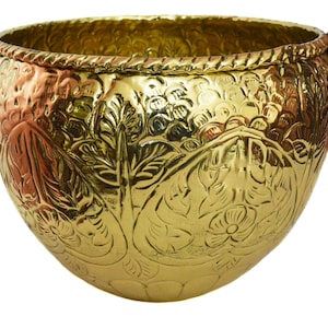 Planter, Carved Brass Plant Container, Flower Pot, planters for living room, Metal Planter, Big size planter - Size- 10,12,14,& 16 inch