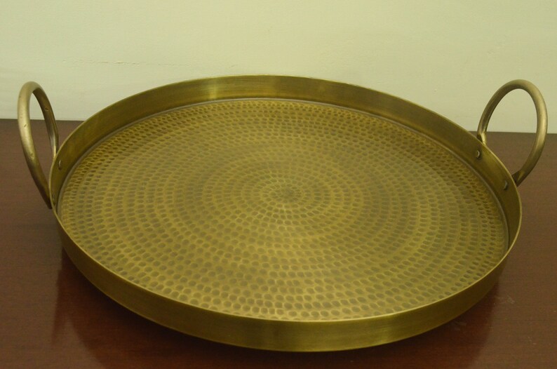 Round Grazing Platter / Serving Tray With Handle in Brass Etsy