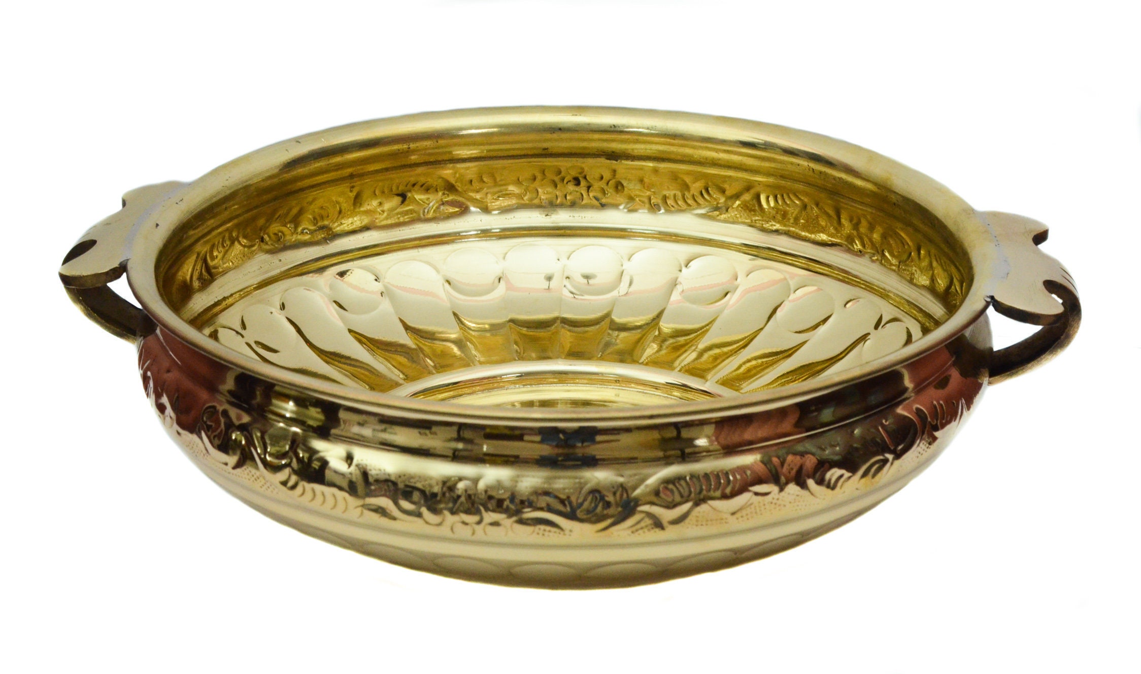 Urli in ottone / Ciotola decorativa / Ciotola Uruli con motivo floreale su tutta la superficie / Decorazione per casa, hotel e ufficio / Articolo festivo e da regalo
