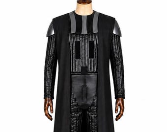 Traje de cosplay do Cavaleiro Negro inspirado em Darth Vader – Armadura de Lorde Sith com capa – Traje do Lado Sombrio no estilo de O Império Contra-Ataca e botas de Darth Vader - Sapatos