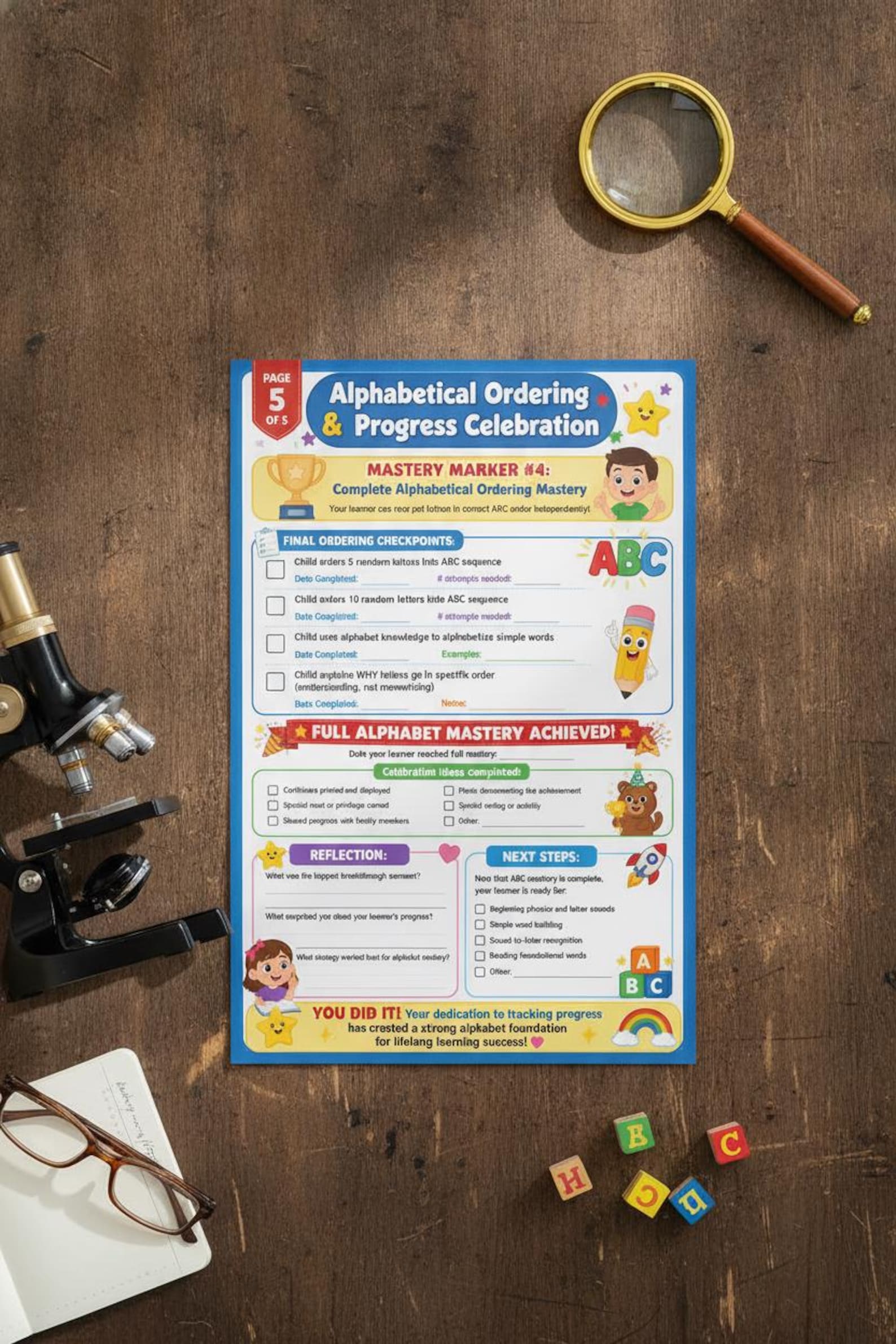 Alphabet Order and ABC Song Mastery Checklist Printable, Homeschool ...