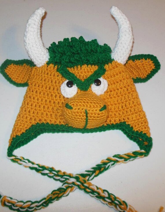 Crocheted NDSU Bison Hat / North Dakota State University Bison / Crochet